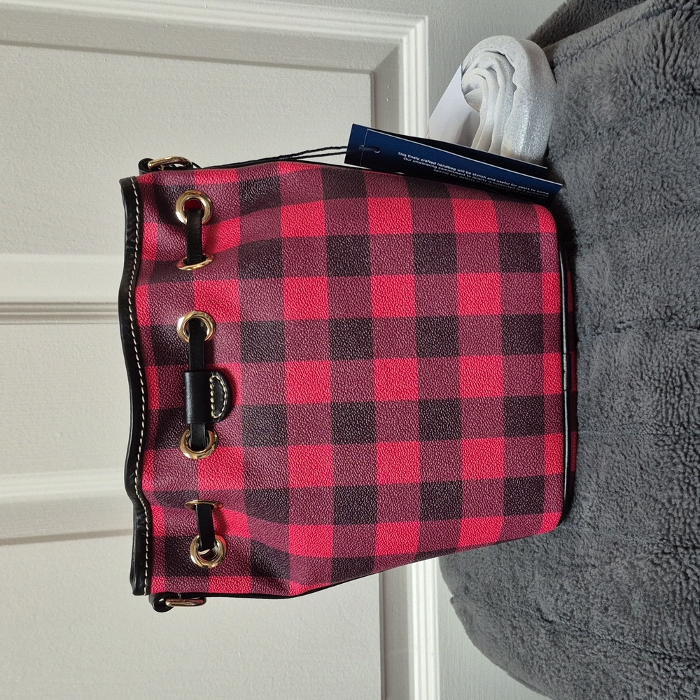 Dooney & Bourke Buffalo Plaid Tucker Drawstring Crossbody Bag, New W Tags - Picture 3 of 17